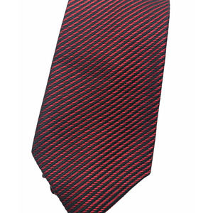 Oscar de la Renta Red Black Striped Silk Tie